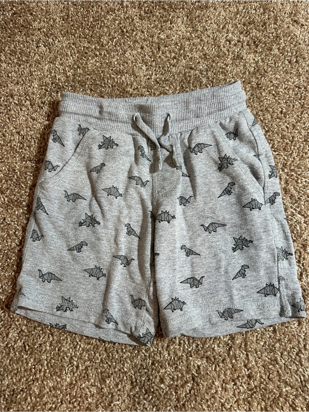 Kids Gray Dino Print Knit Shorts